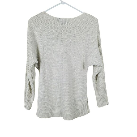 a.n.a. Sparkle Sweater Pull Over Top Womens Size M Cream Open Knit Dolman - Picture 8 of 8